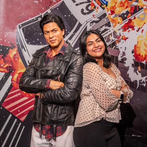 Dhwani Desai with Shah Rukh Khan Wax Figure